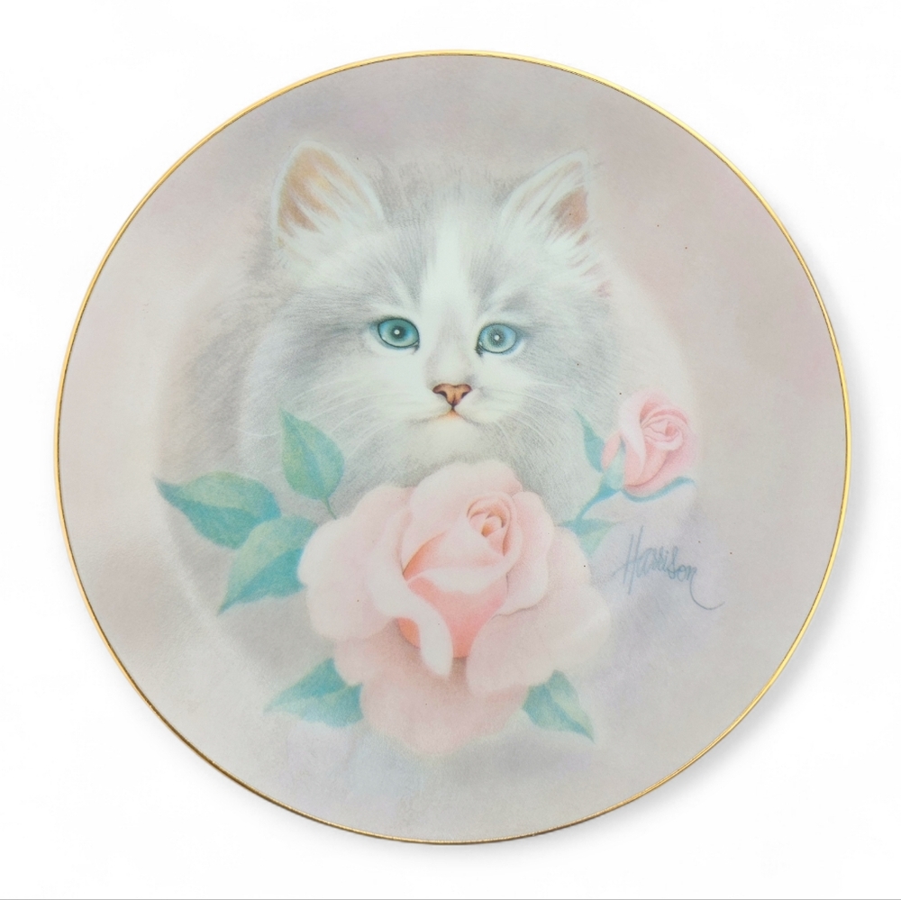 1988 Hamilton Collection "Blushing Beauties" Cat Plate